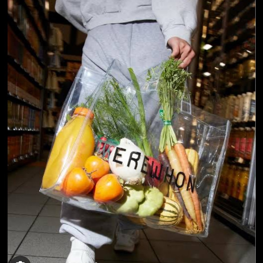 EREWHON Clear Tote Bag with Black Lettering